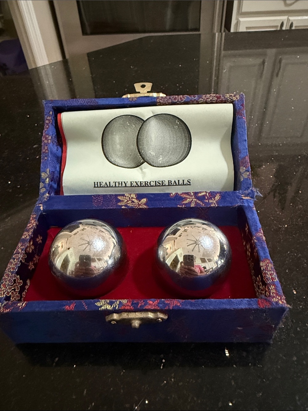 Not Rated Silver Baoding Exercise Balls with Decorative Blue Box